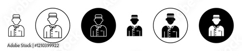 Concierge icons set in black filled and stroke line style
