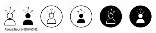 Curious human icons set in black filled and stroke line style