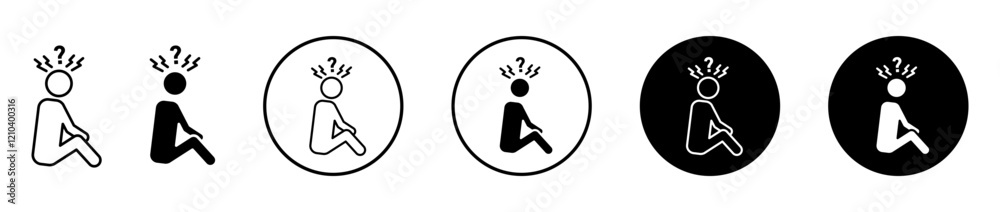 Fototapeta premium Depression icons set in black filled and stroke line style