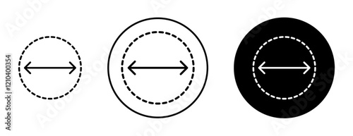 Diameter icons set in black filled and stroke line style