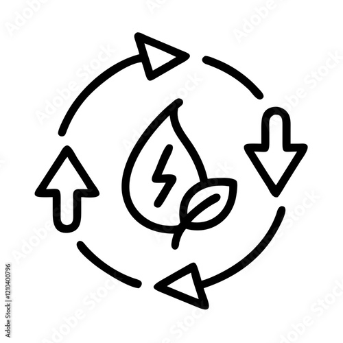 renewable resources icon, renewable resources line art - simple line art of renewable resources, perfect for renewable resources logos and icons