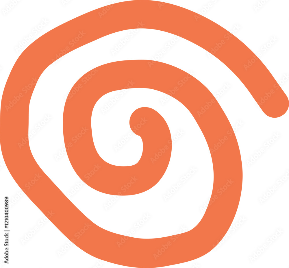 Abstract organic blob shape in coral orange. A simple spiral design. Abstract organic blob shape in coral orange. A simple spiral design.