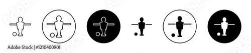 Foosball icons set in black filled and stroke line style