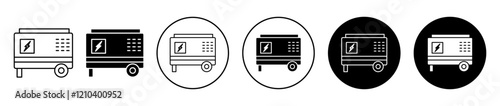 Generator icons set in black filled and stroke line style
