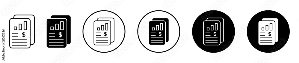 Income statement icons set in black filled and stroke line style Income statement icons set in black filled and stroke line style
