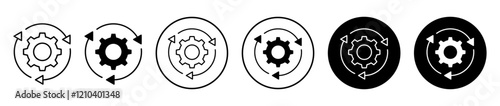 Implementation Icons vectors. black solid and liner versions