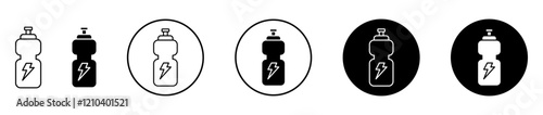 Isotonic icons set in black filled and stroke line style