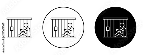 Jail icons set in black filled and stroke line style
