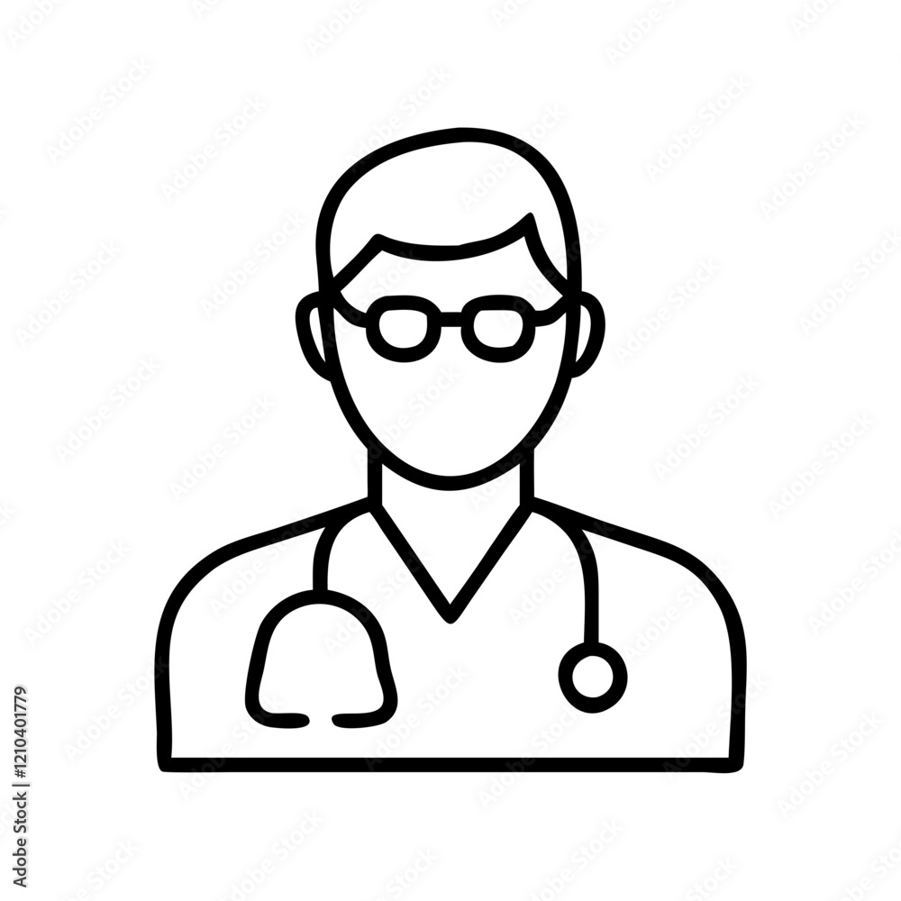 resident doctor icon, resident doctor line art - simple line art of resident doctor, perfect for resident doctor logos and icons