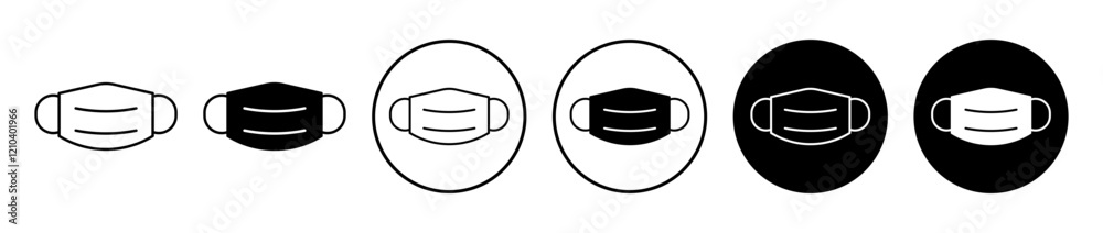 Medical Mask icons set in black filled and stroke line style Medical Mask icons set in black filled and stroke line style