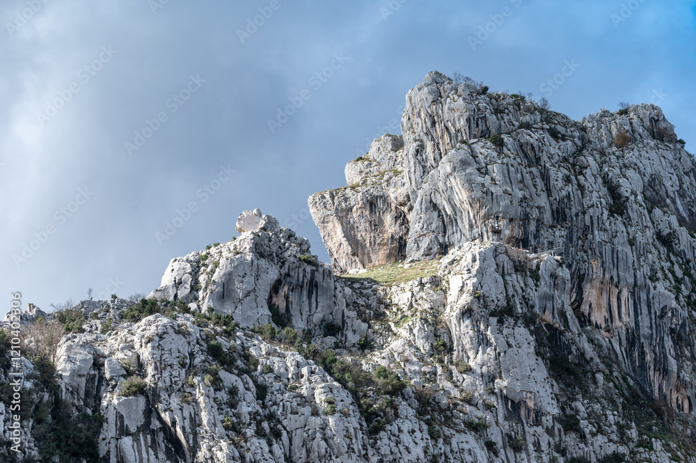 Fototapeta premium Detail of rock formations in the Bovilla Mountains, Albania