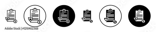 Penalty icons set in black filled and stroke line style