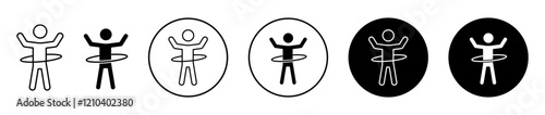 People Hula hop icons set in black filled and stroke line style