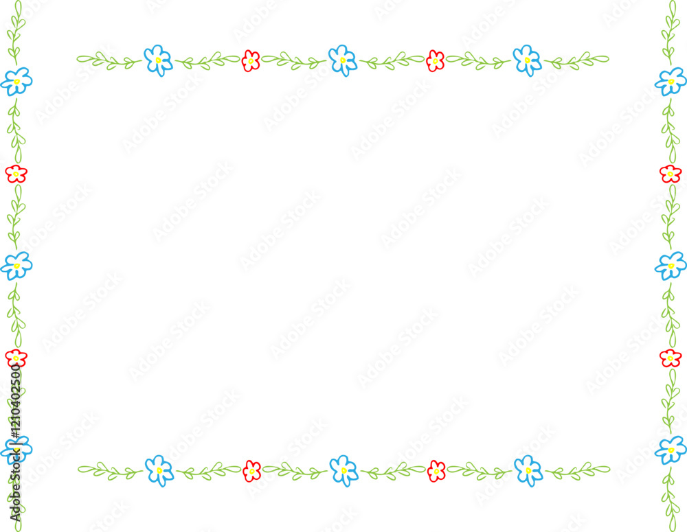 Doodle hand drawn floral frame Isolated on white background Copy space Red blue flowers green leaves design templates Line style Vector background Greeting card social media template Doodle hand drawn floral frame Isolated on white background Copy space Red blue flowers green leaves design templates Line style Vector background Greeting card social media template