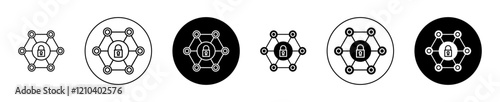 Private network icons set in black filled and stroke line style