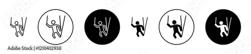 Puppet icons set in black filled and stroke line style