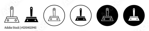 Putty knife icons set in black filled and stroke line style