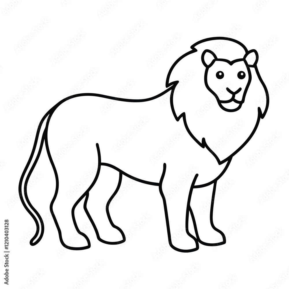 Lion Line Art Vector Illustration and Lion Outline Drawing Lion Line Art Vector Illustration and Lion Outline Drawing