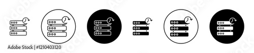 Real time data Icons vectors. black solid and liner versions