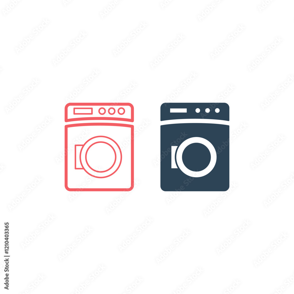 Washing machine icons set vector. Electric appliances symbol.