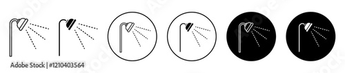 Shower Head icons set in black filled and stroke line style