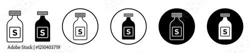 Solvent icons set in black filled and stroke line style