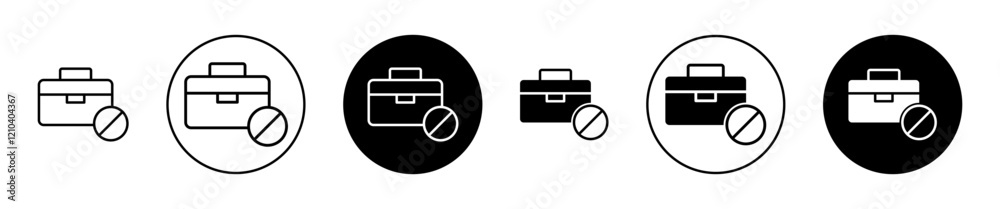 Unemployment icons set in black filled and stroke line style Unemployment icons set in black filled and stroke line style
