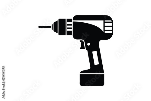 Drill silhouette vector illustration, power tool  
