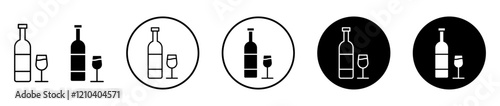 Vodka icons set in black filled and stroke line style