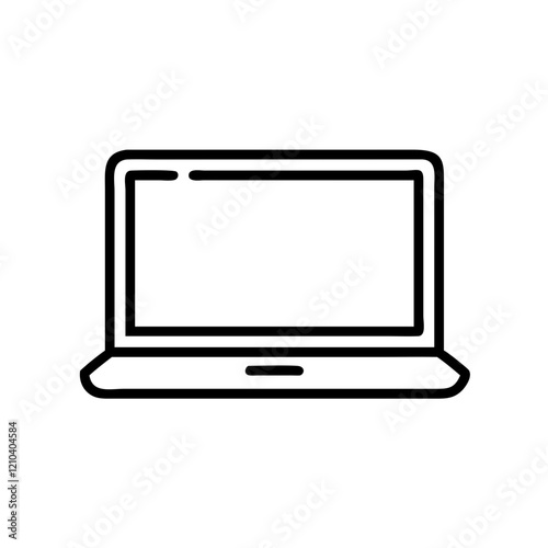Outline illustration of a laptop computer, representing technology and digital work