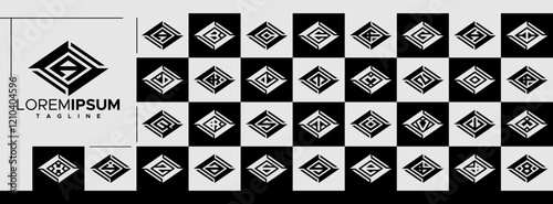Technology rhombus initial letter A-Z logo set
