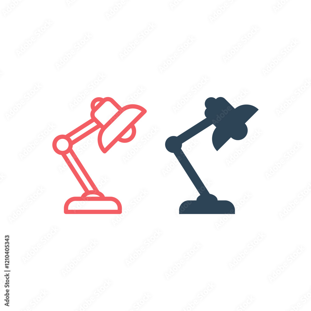 Desk lamp vector icons set illustration. Desk lamp vector icons set illustration.