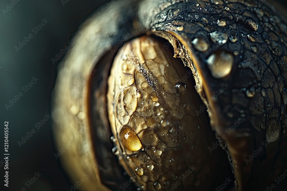 Dewdrops on Cracking Seed Macro Photography Dewdrops on Cracking Seed Macro Photography