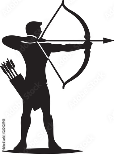 Archer icon silhouette vector with white background