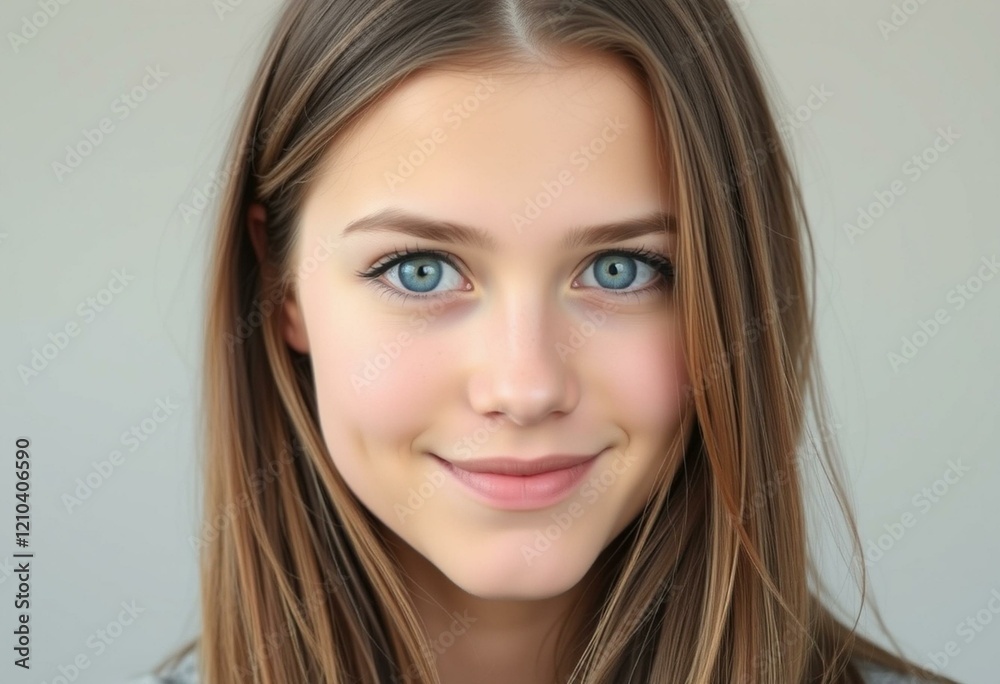 Portrait of a teenage girl with brown hair and blue eyes Portrait of a teenage girl with brown hair and blue eyes