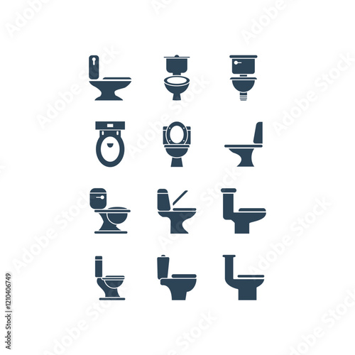 Toilet icons set, toilet bowl logo vector illustration.