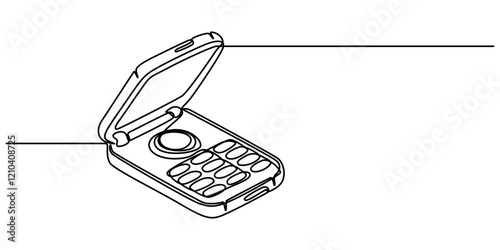 Retro phones one line continuous drawing. flip mobile phones. Vector linear illustration, One single line drawing of old retro flip cellular phone. Vintage classic mobile phone to communicate concept.
