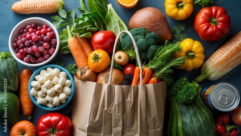 Assorted food donation packed in paper bag Assorted food donation packed in paper bag