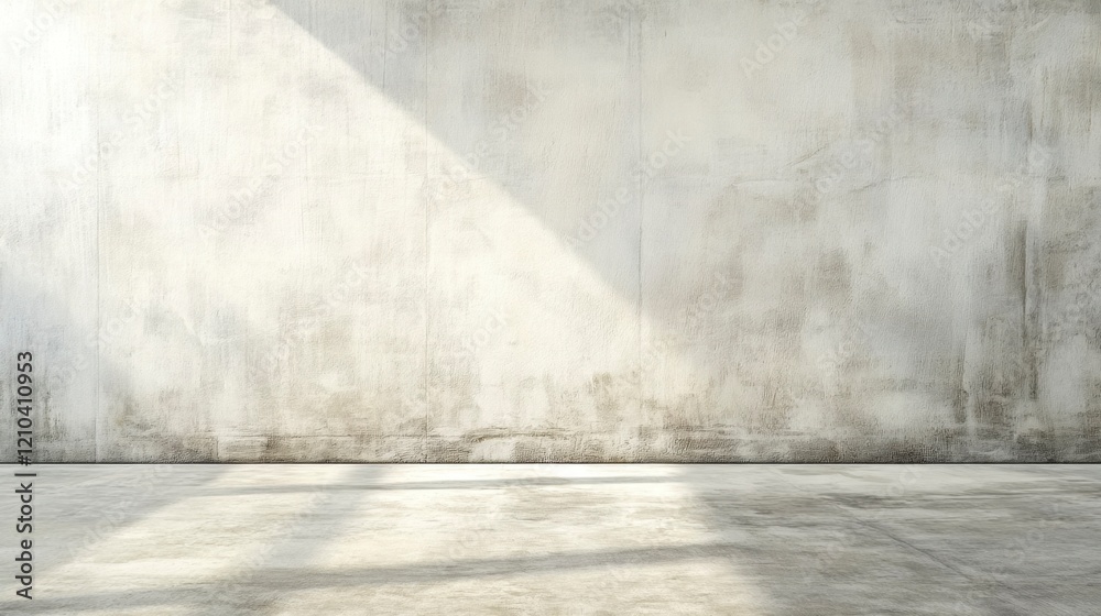 Sunlit Empty Room with Textured Concrete Wall and Floor - Minimalist Interior Design Background Sunlit Empty Room with Textured Concrete Wall and Floor - Minimalist Interior Design Background