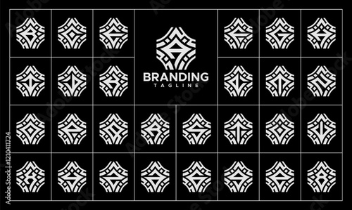 Decorative line sparkle star letter A-Z logo set