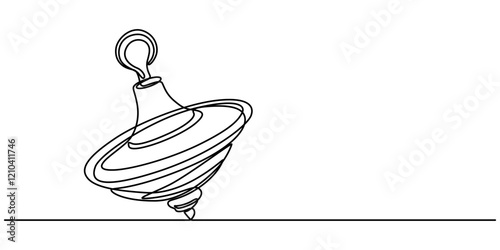 battle spinning top illustration hand drawn outline vector, continuous one line drawing, Children's spinning top - icon, illustration on white background, outline style, Vector illustration.