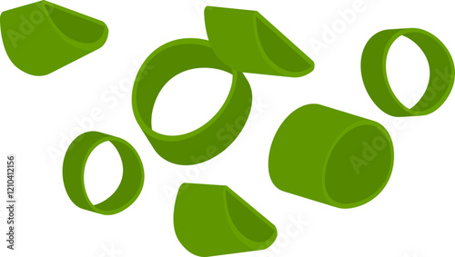 chopped green onions illustration.
fresh spring onion chopped green onions flat icon vector isolated.
Transparent background.