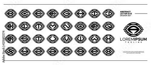 Stripe line eye monogram A-Z letter logo set