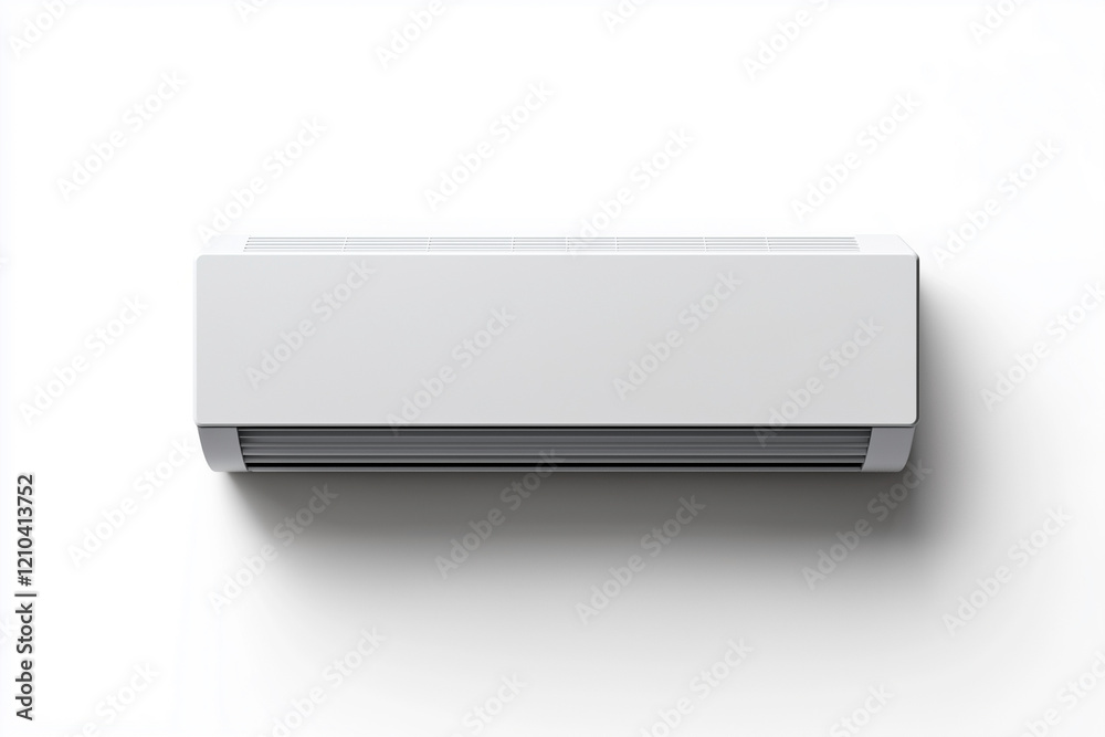 white air conditioner is on a white background. The air conditioner is rectangular in shape and is placed horizontally white air conditioner is on a white background. The air conditioner is rectangular in shape and is placed horizontally