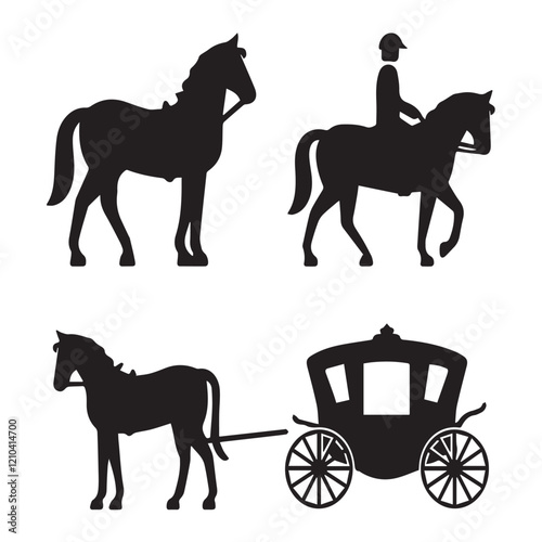 horse and carriage silhouettes