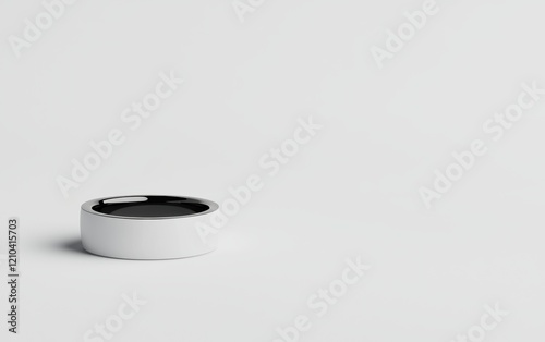 A smart wearable business ring with health tracking and notification alerts displayed on a solid white background, single object photo