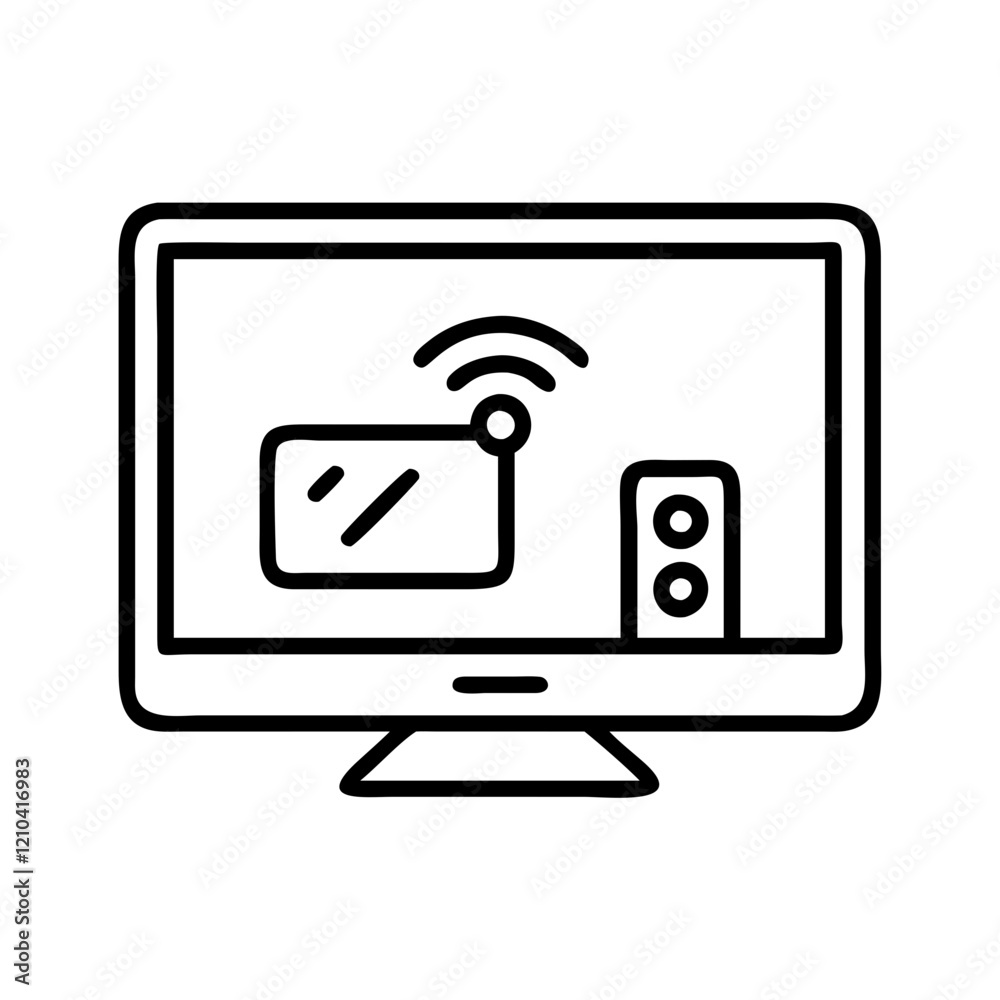 smart tv icon, smart tv line art - simple line art of smart tv, perfect for smart tv logos and icons smart tv icon, smart tv line art - simple line art of smart tv, perfect for smart tv logos and icons