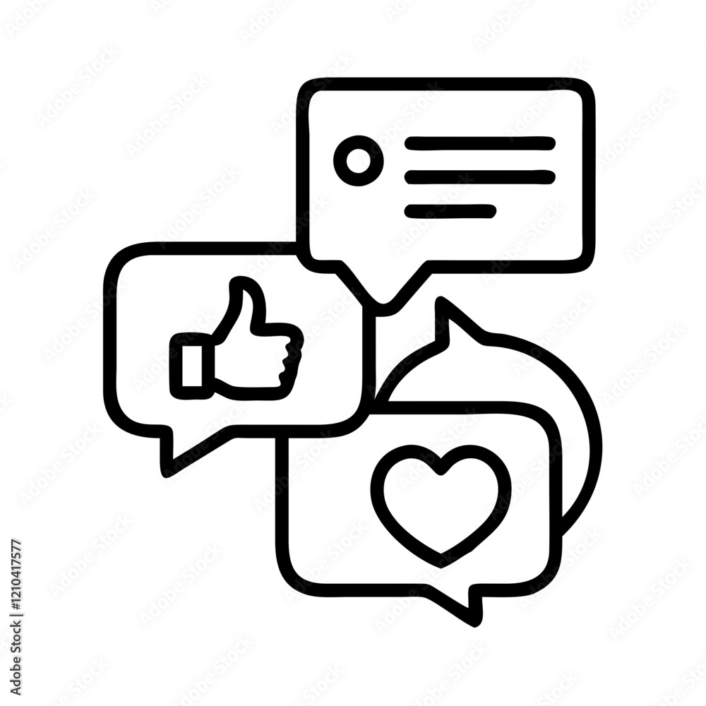 Fototapeta premium social media comments icon, social media comments line art - simple line art of social media comments, perfect for social media comments logos and icons