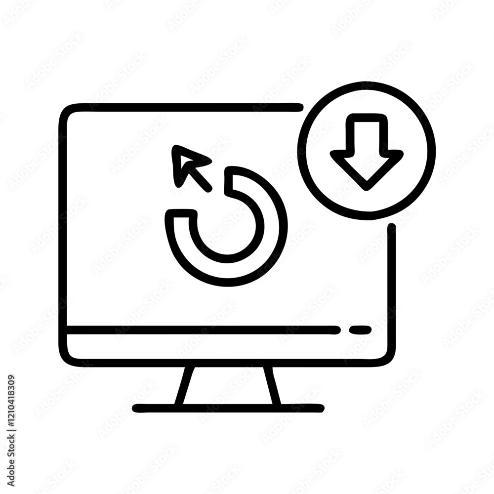 software update icon, software update line art - simple line art of software update, perfect for software update logos and icons