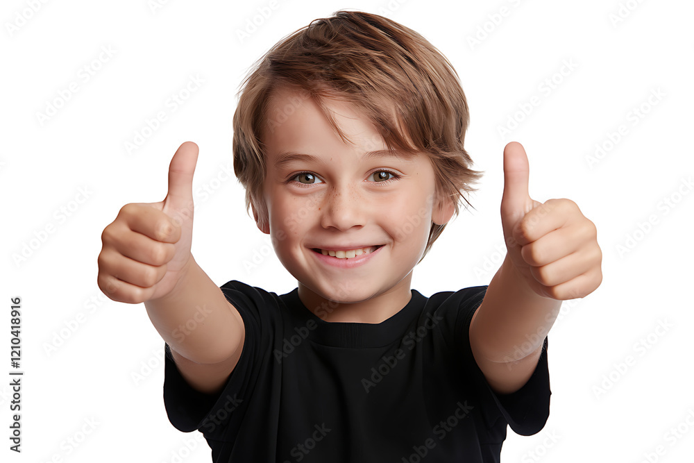 Happy Child Giving Two Thumbs Up isolated on transparent background Happy Child Giving Two Thumbs Up isolated on transparent background